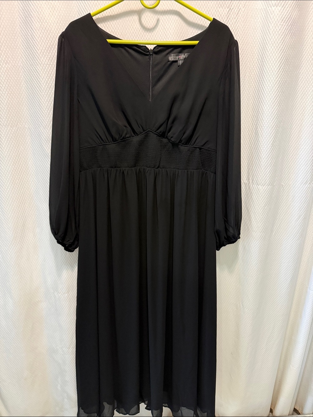 Ever Pretty Black Long Sleeve V-Neck Midi Dress
